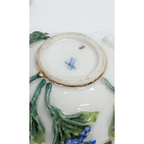 20 - A Late 19th/Early 20th Century, Sitzendorf miniature cup and saucer. Hand painted, with encrusted fl... 