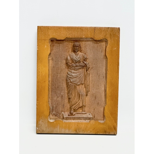 379 - A Late 19th Century carved beech wall plaque of Mausolus. 14.5x19cm.