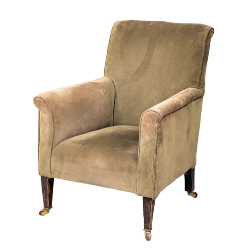 782 - A Late 19th / Early 20th Century armchair with square tapering legs. Circa 1890-1900.(7)