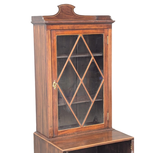 439 - A fine proportioned 19th Century Georgian style inlaid mahogany bookcase with astragal glazed doors,... 