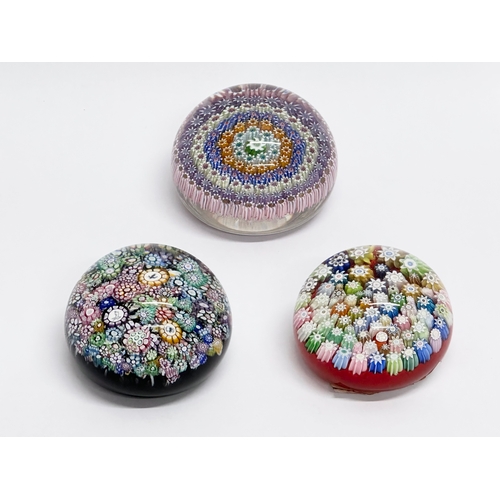 178 - Three Perthshire millefiori glass paperweights.