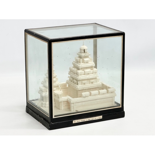 649 - A cased display of The Shore Temple. A little gem of a shrine. 20.5x15.5x21.5cm.