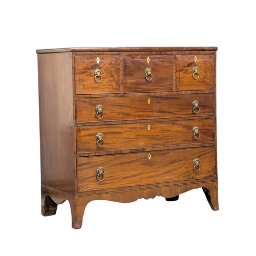 408 - A large George III mahogany chest of drawers with lion mask ring handles. Circa 1800. 115x55.5x117cm... 