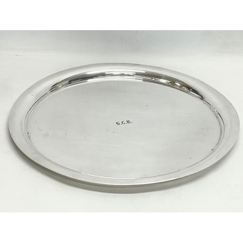 771 - A large Grand Central Hotel Monarchy silver plated tray, by Elkington. 38.5cm