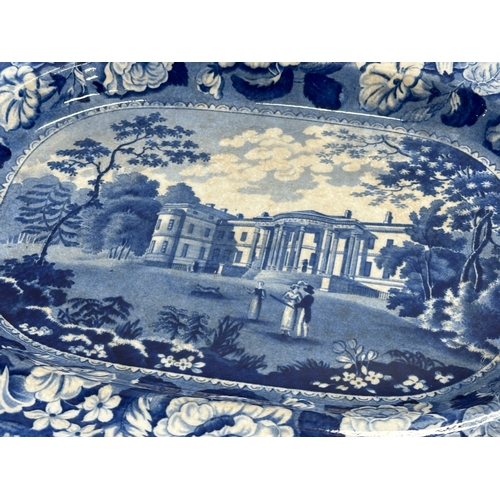 829 - A 19th Century “Luton Hoo” blue and white platter, together with a small 19th Century tureen. 32x24c... 