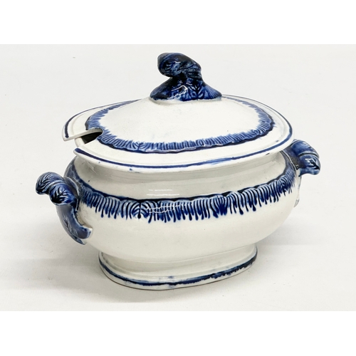 829 - A 19th Century “Luton Hoo” blue and white platter, together with a small 19th Century tureen. 32x24c... 