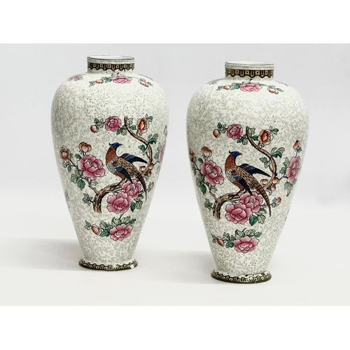 821 - A pair of Early 20th Century “Pheasant” vases by Frederick Winkle (F.Winkle & Co) Whieldom Ware. 14x... 