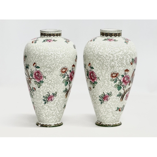 821 - A pair of Early 20th Century “Pheasant” vases by Frederick Winkle (F.Winkle & Co) Whieldom Ware. 14x... 