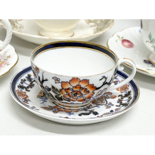 823 - A collection of 19th and 20th Century tea ware. Royal Crown Derby, Davenport, Aynsley, Dresden, Mint... 