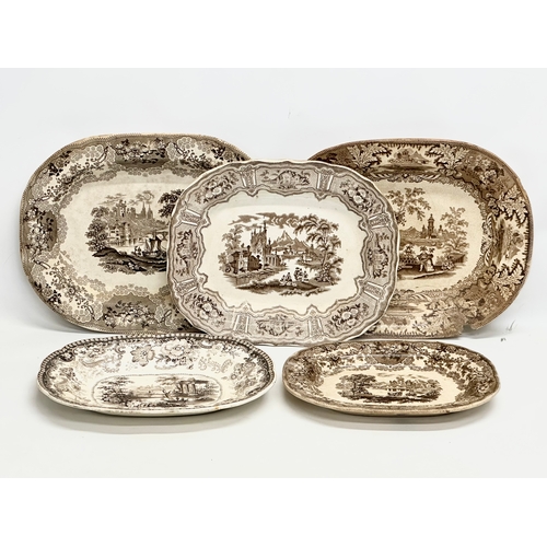 833 - Five 19th Century meat platters. Clyde Pottery & Co “British Rivers” x2 46x36cm. Early 19th Century ... 