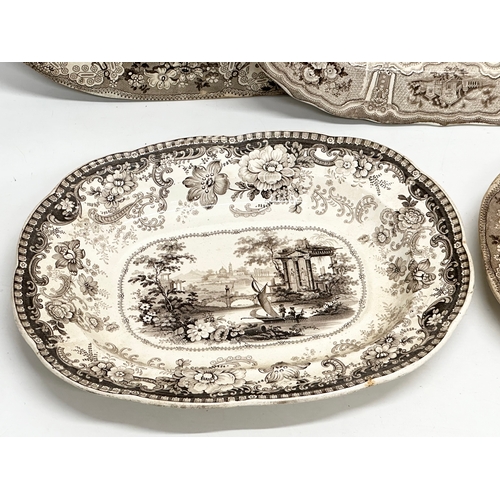 833 - Five 19th Century meat platters. Clyde Pottery & Co “British Rivers” x2 46x36cm. Early 19th Century ... 