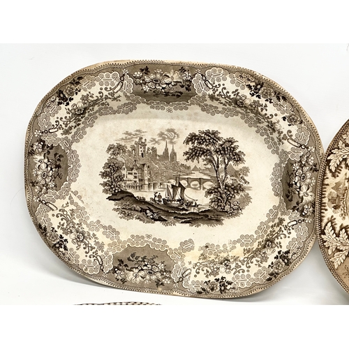 833 - Five 19th Century meat platters. Clyde Pottery & Co “British Rivers” x2 46x36cm. Early 19th Century ... 