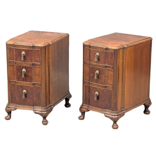 632 - A pair 1930s Burr Walnut bedside chests. 35x47x61.5cm(10)