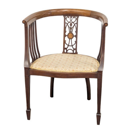 788 - An Edwardian inlaid mahogany tub chair(1)