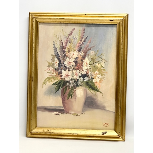 424 - A signed Still Life oil on board. 38x51cm. Frame 47x59cm