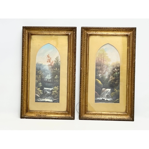 845 - A pair of Late 19th/Early 20th Century oil paintings in gilt frames. Frames 34x59cm.