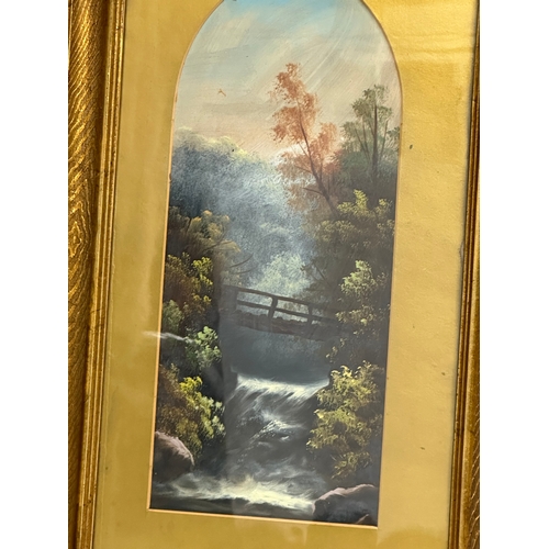 845 - A pair of Late 19th/Early 20th Century oil paintings in gilt frames. Frames 34x59cm.