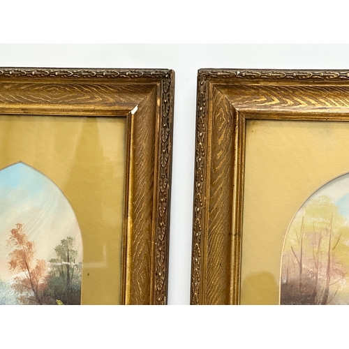 845 - A pair of Late 19th/Early 20th Century oil paintings in gilt frames. Frames 34x59cm.