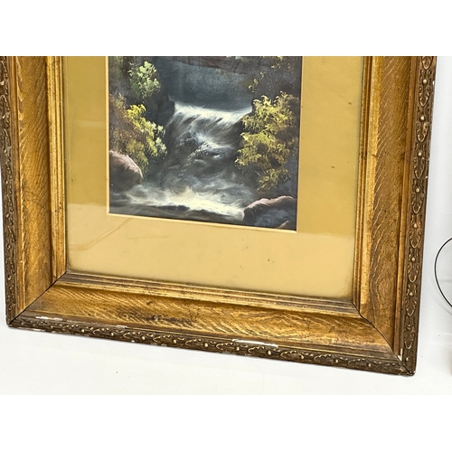 845 - A pair of Late 19th/Early 20th Century oil paintings in gilt frames. Frames 34x59cm.