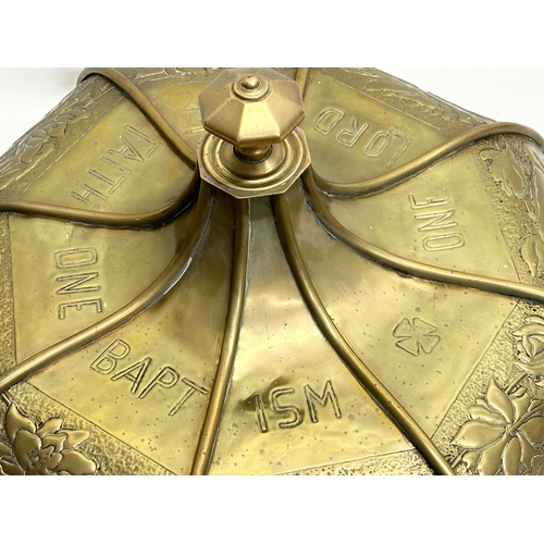 377 - A large Late 19th Century Church baptism alter brass cover. 59x30cm