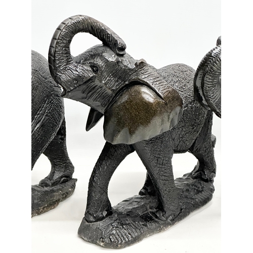 449 - 4 large soapstone elephants. 42cm