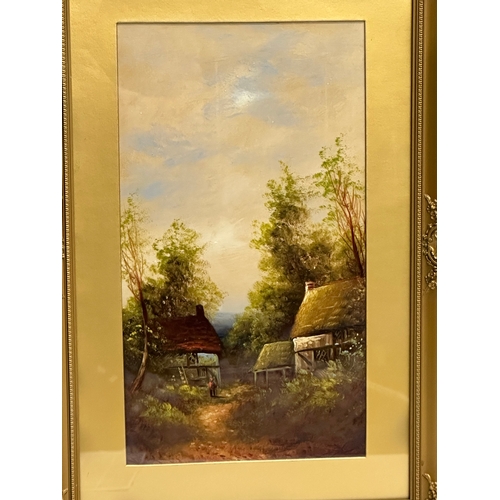 436 - A pair of Early 20th Century oil paintings in gilt frame. Frames 44x64cm.