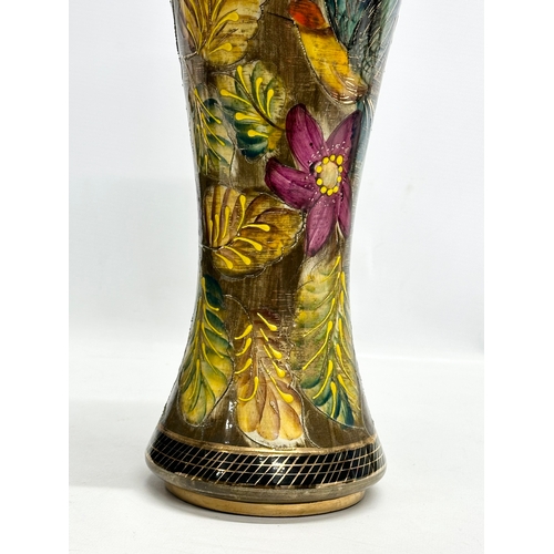 951 - A large Mid 20th Century hand painted vase. H. Bequet. Belgium.