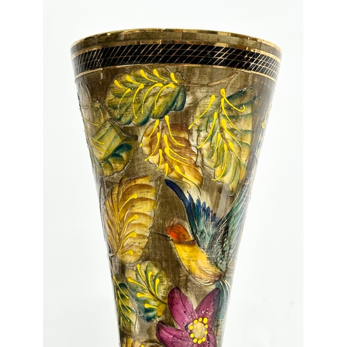 951 - A large Mid 20th Century hand painted vase. H. Bequet. Belgium.