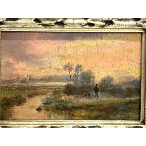 282 - Jef Louis Van Leemputten (1865-1948) oil on wooden board. Signed. 25.5x16.5cm. Frame 30x21cm.