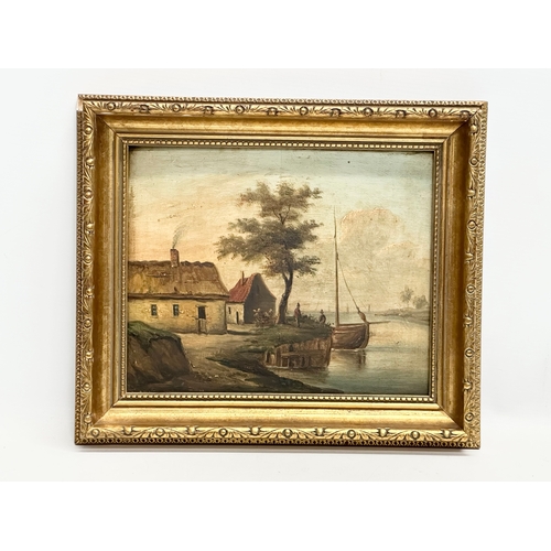 283 - A 19th Century oil on wooden board. 25x20cm. Frame 33x29cm.