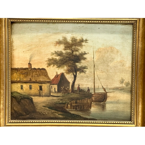 283 - A 19th Century oil on wooden board. 25x20cm. Frame 33x29cm.