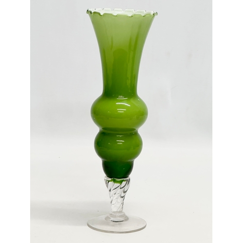 974 - An Italian Mid Century glass vase. Empoli, Italy. 24cm