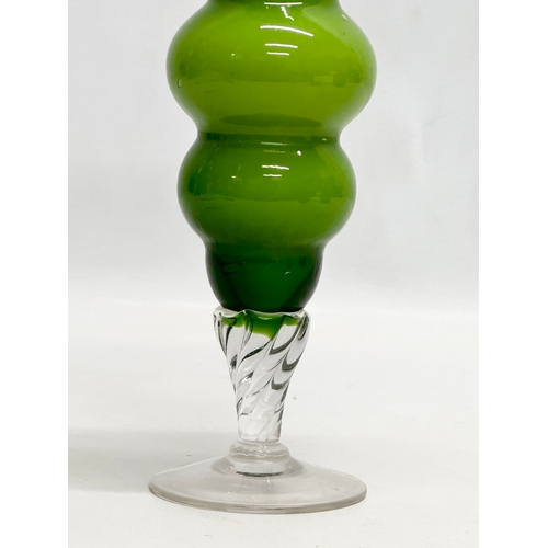 974 - An Italian Mid Century glass vase. Empoli, Italy. 24cm