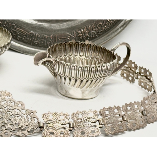 291 - A collection of 19th and Early 20th Century Islamic style silver plate.