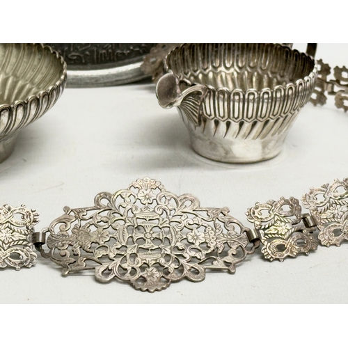 291 - A collection of 19th and Early 20th Century Islamic style silver plate.