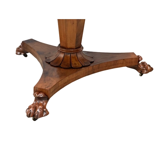 118 - A William IV mahogany tilt top pedestal breakfast table/dining table, on lion paw feet. Circa 1830. ... 