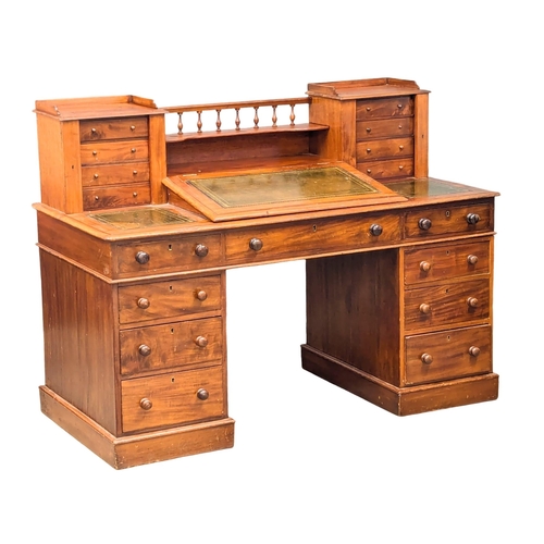 119 - A 19th Century Victorian mahogany Dickens desk with original leather top. 145x70x108.5cm. 3