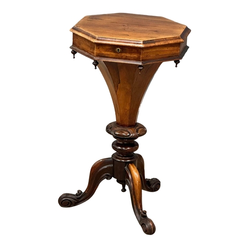 12 - A 19th Century Victorian rosewood trumpet work table/sewing table. Circa 1860-1870. 47x76cm. 1