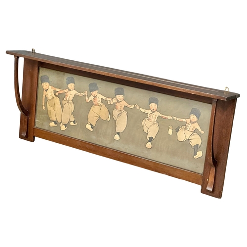 14 - Liberty & Co LTD. A Cecil Aldin Early 20th Century Arts & Crafts framed Chromotypograph wall shelf. ... 