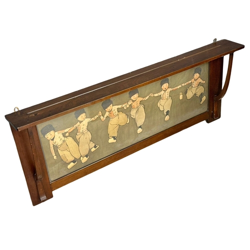 14 - Liberty & Co LTD. A Cecil Aldin Early 20th Century Arts & Crafts framed Chromotypograph wall shelf. ... 