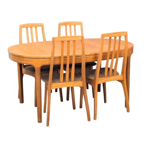 147 - A Mid Century teak extending dining table and 4 chairs by Nathan Furniture. 206x99x75cm (2)