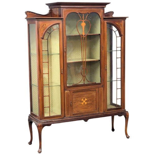 150 - A large Edward VII inlaid mahogany display cabinet. Early 20th Century. Edwardian. Circa 1901-1910. ... 