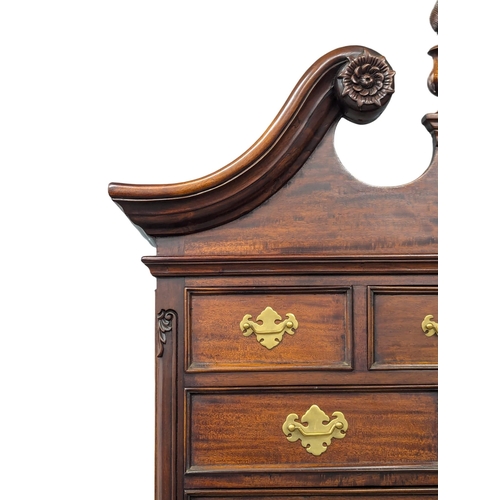 155 - A large American Chippendale style mahogany chest on chest on Ball & Claw feet. 92x41x216cm. 6