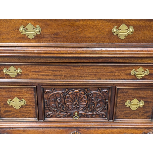 155 - A large American Chippendale style mahogany chest on chest on Ball & Claw feet. 92x41x216cm. 6