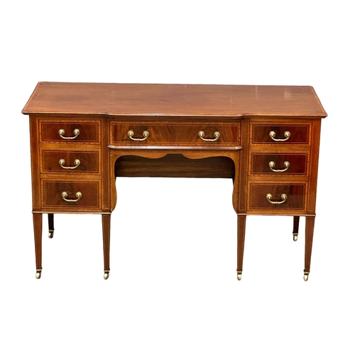 160 - A Late 19th Century Sheraton Revival inlaid mahogany sideboard. Circa 1890-1900. 138x58x82cm (1)