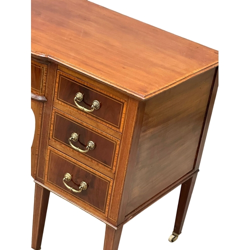 160 - A Late 19th Century Sheraton Revival inlaid mahogany sideboard. Circa 1890-1900. 138x58x82cm (1)