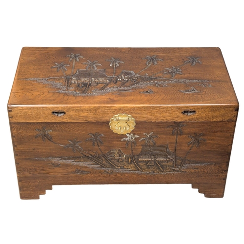 162 - A vintage Chinese camphor wood trunk. 76x39x43cm. 3