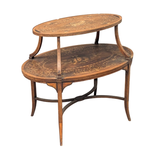 550B - A Late 19th Century rosewood and inlaid satinwood étagère. 89x55.5x78cm  (4)