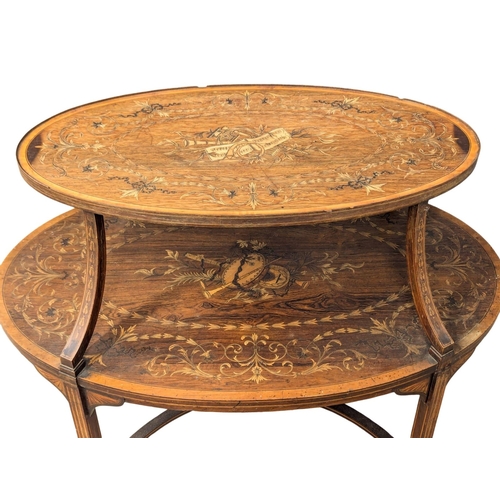 550B - A Late 19th Century rosewood and inlaid satinwood étagère. 89x55.5x78cm  (4)