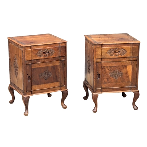 202 - A pair of vintage olive wood bedsides. 42x39x63.5cm (2)